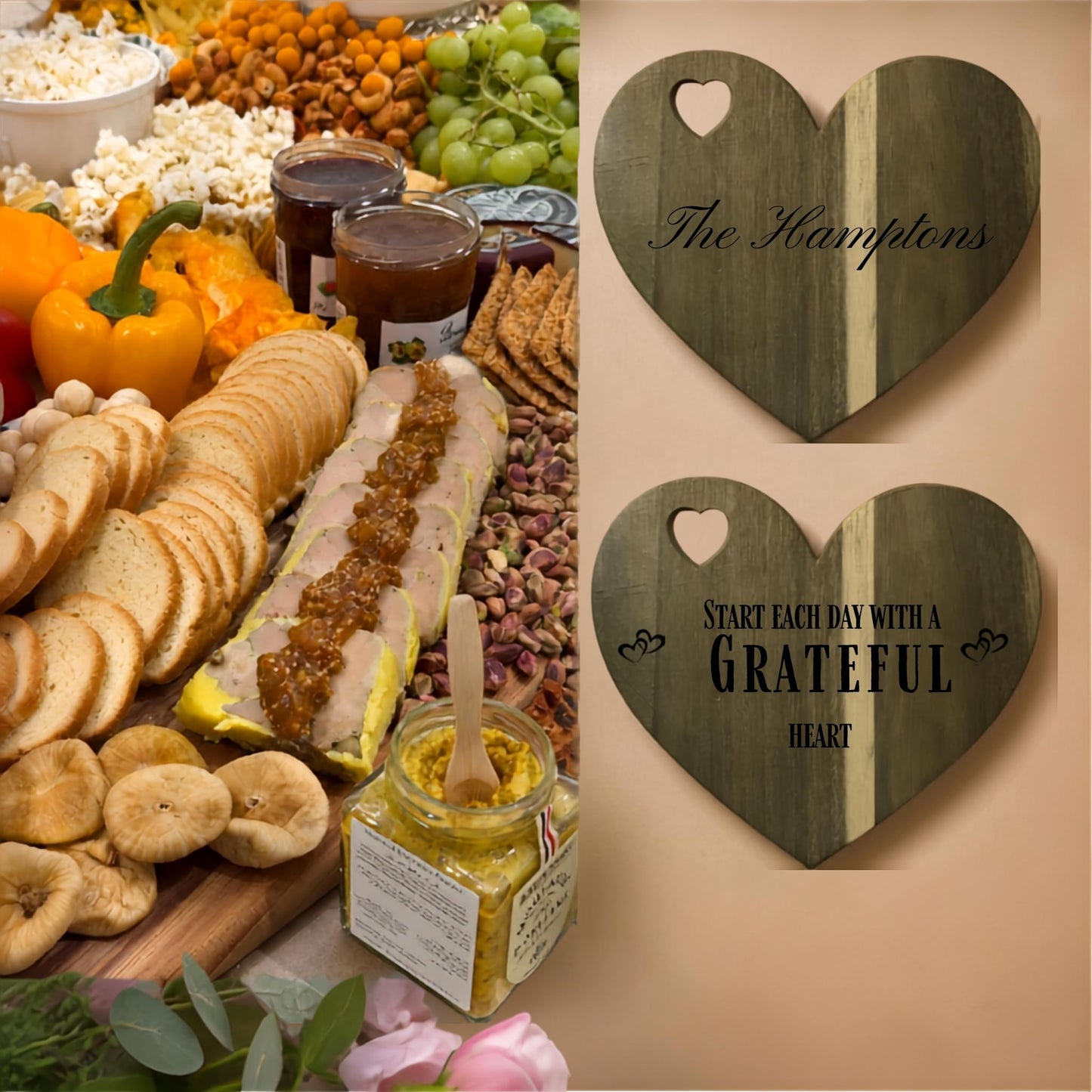 Heart Shaped Charcuterie Board Set | Personalized Wedding Gift