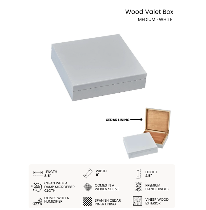 Custom Engraved Wood Valet Memory Box Medium - Walnut