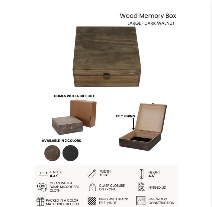 Large Wood Memory Box - Dark Walnut