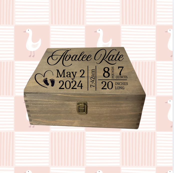 Large Wood Memory Box - Baby Keepsake Engraved